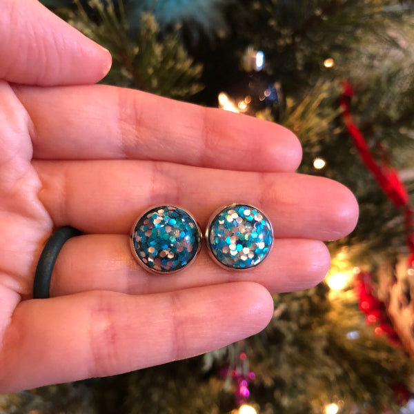 aquamarine glitter earrings