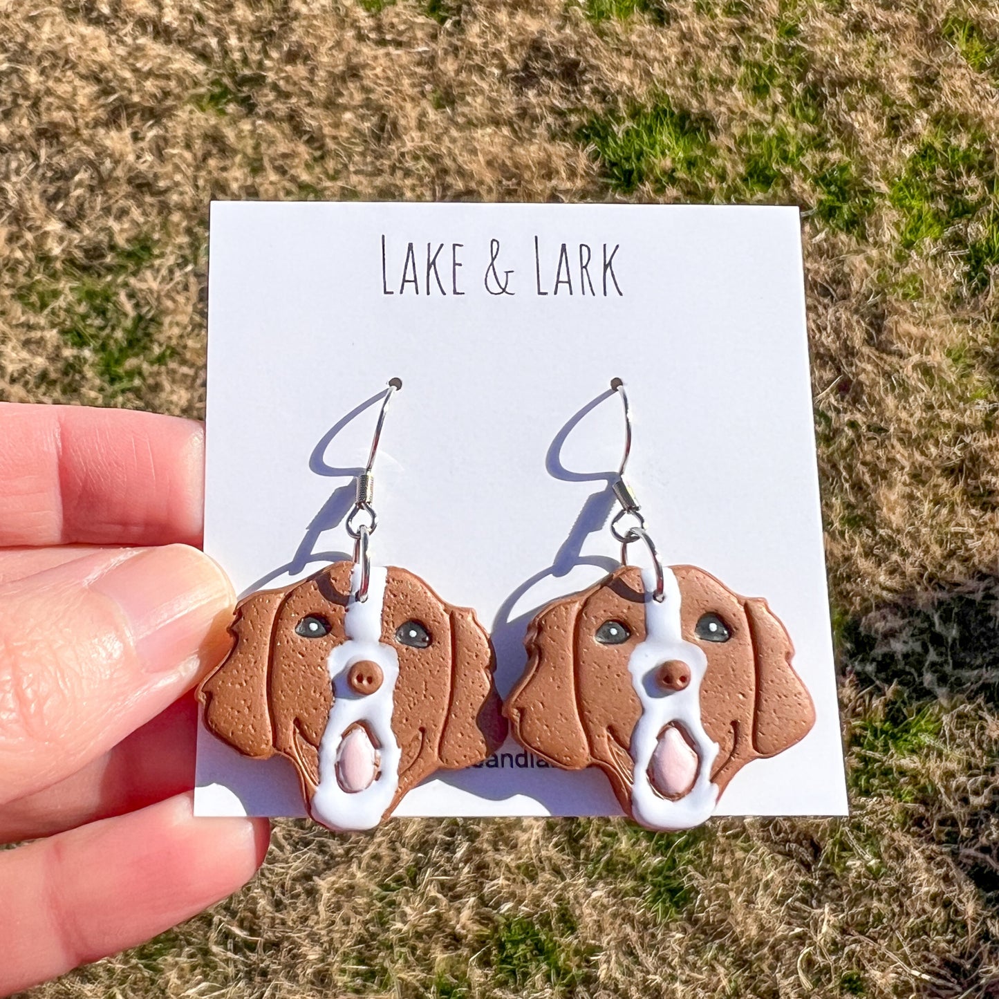 Brittany Spaniel Dog Earrings – Handmade Polymer Clay Jewelry for Dog Lovers