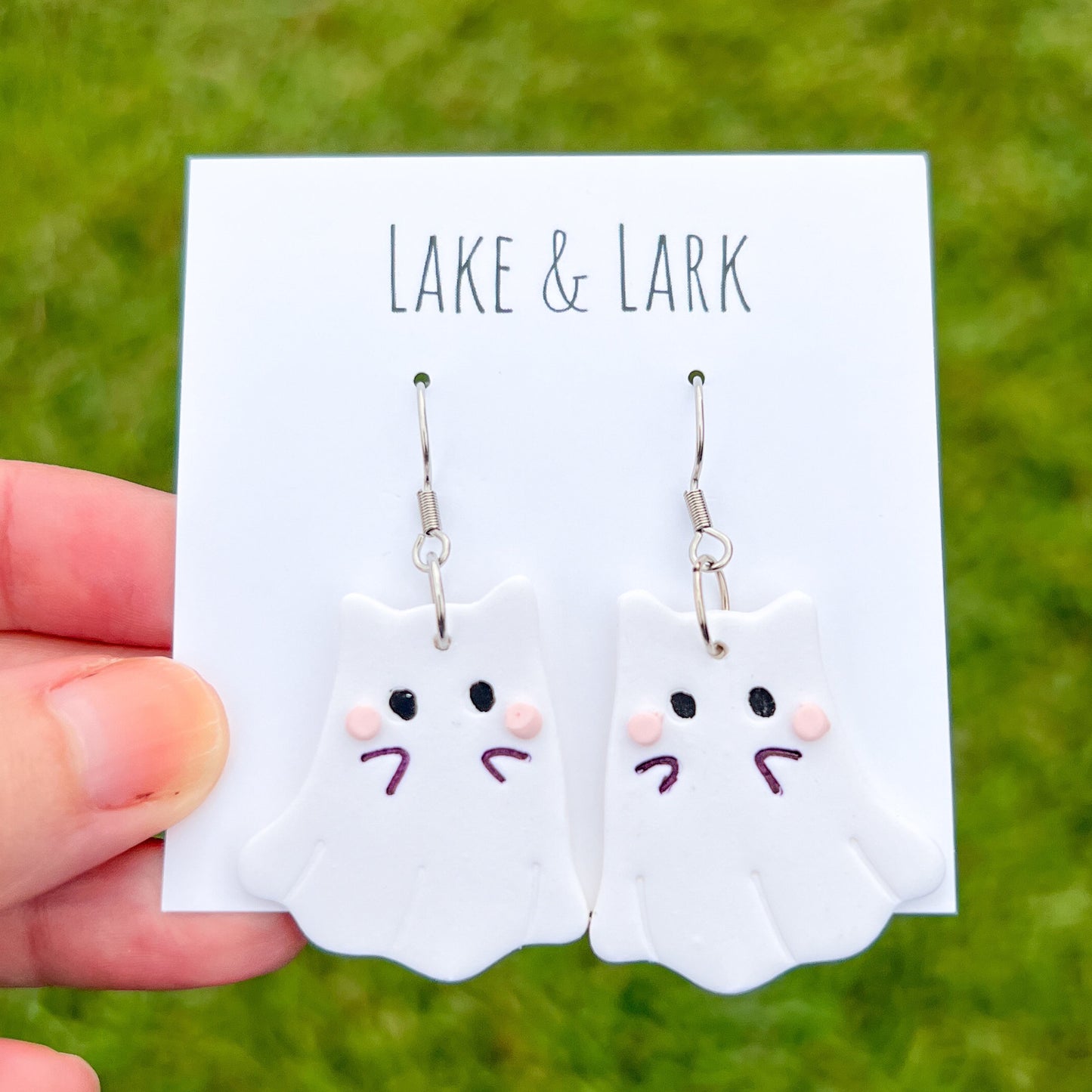 Cat Ghost Halloween Earrings