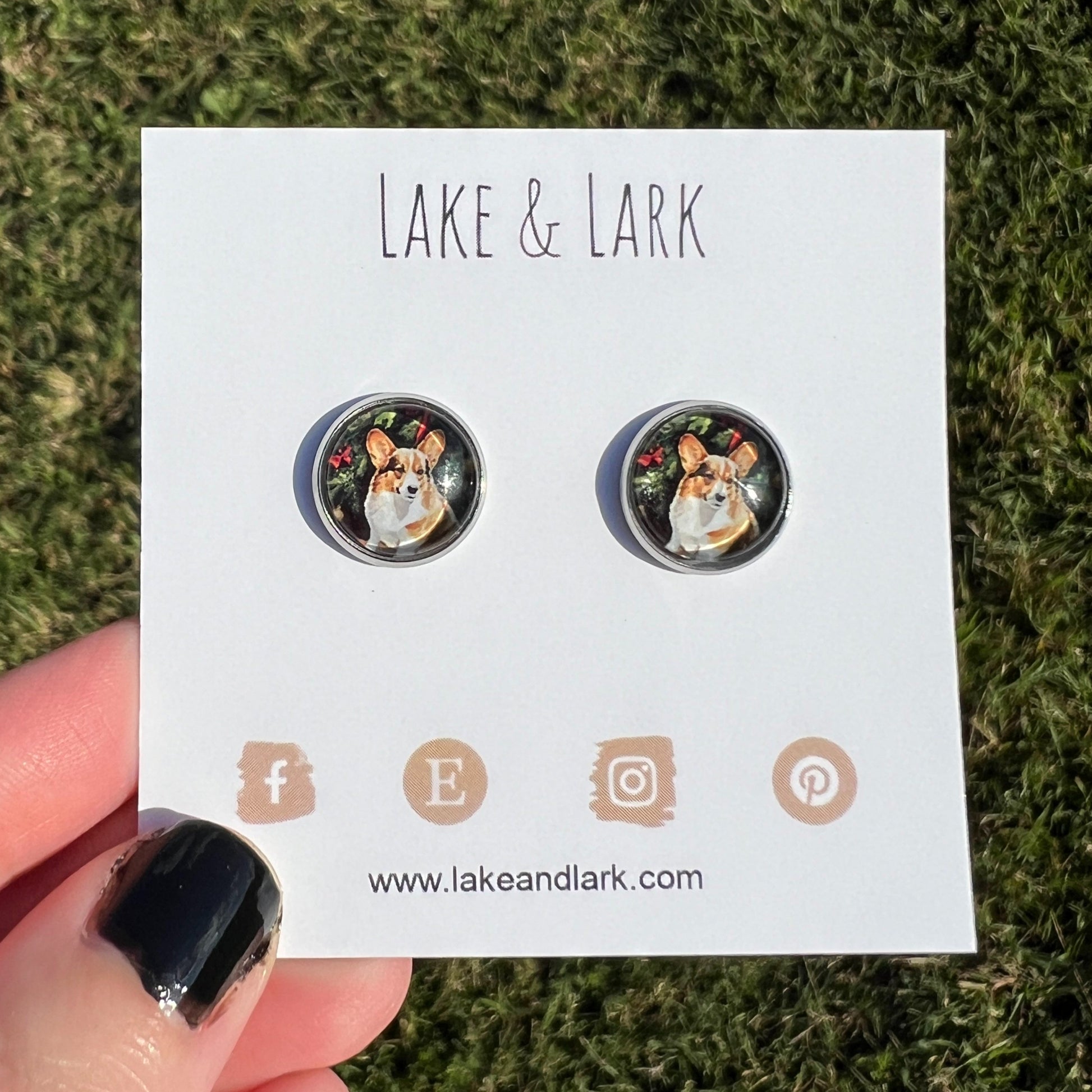 corgi dog christmas stud earrings