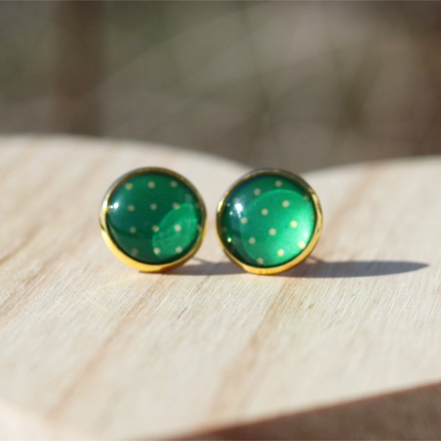 green gold polka dot stud earrings lake lark