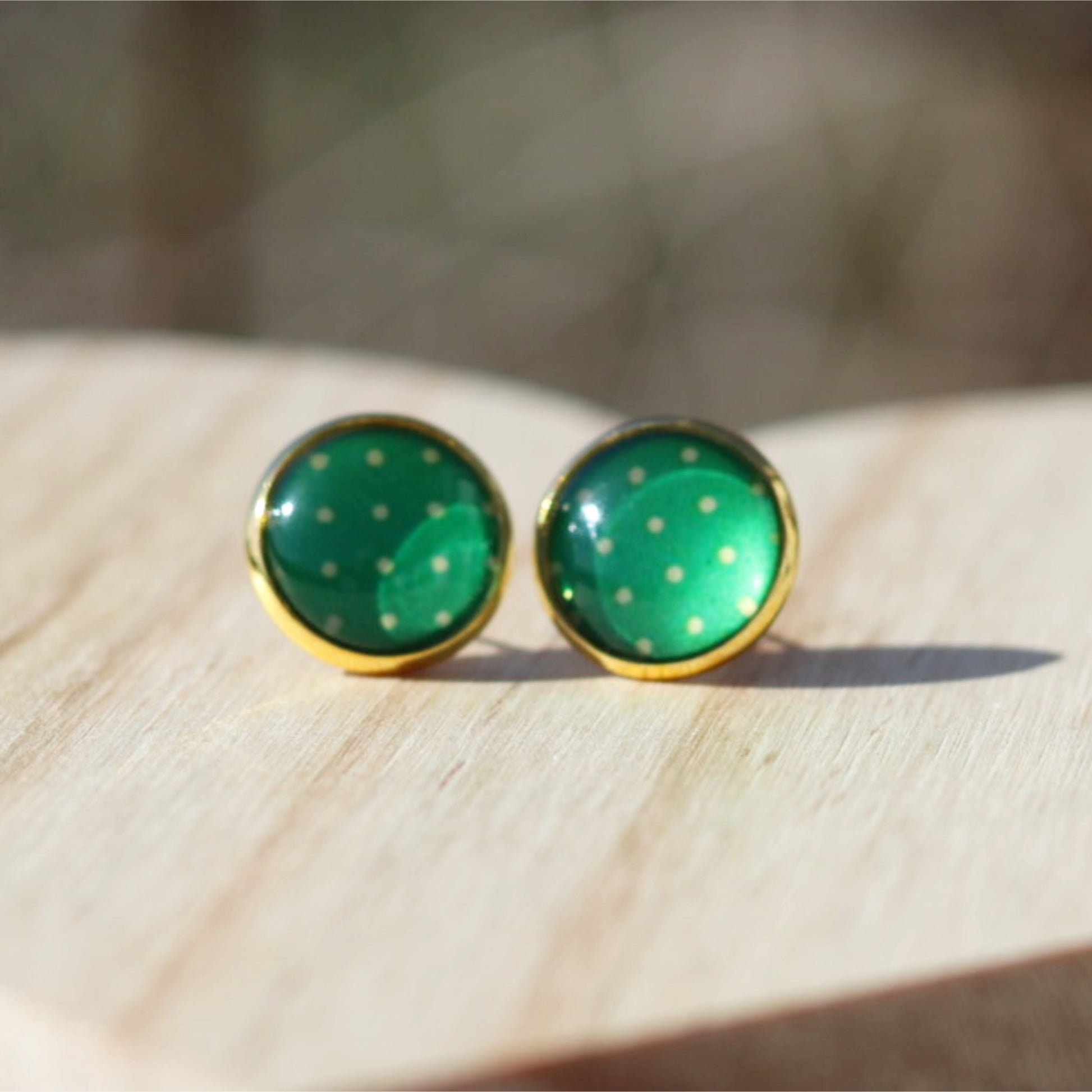 green gold polka dot stud earrings lake lark