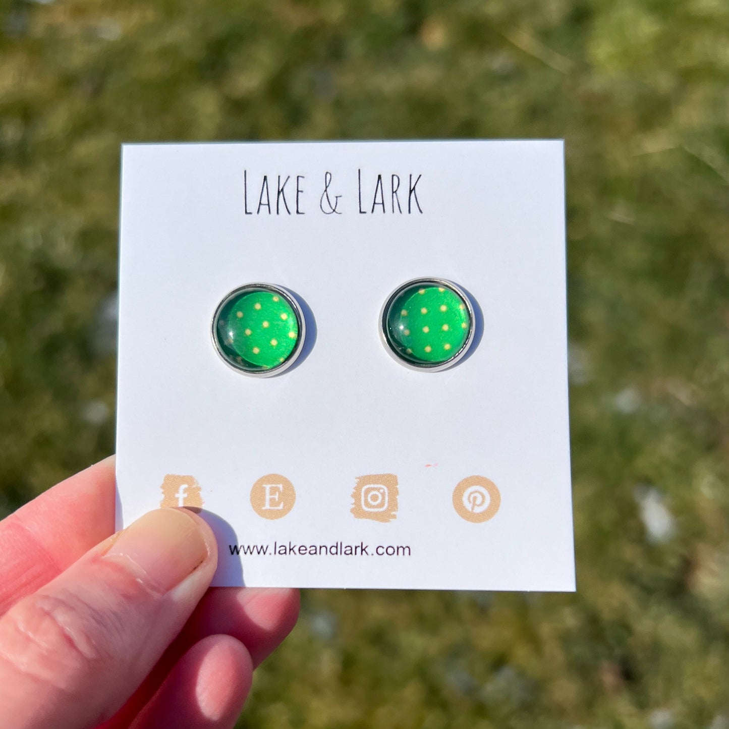 green polka dot stud earrings silver lake lark (1)
