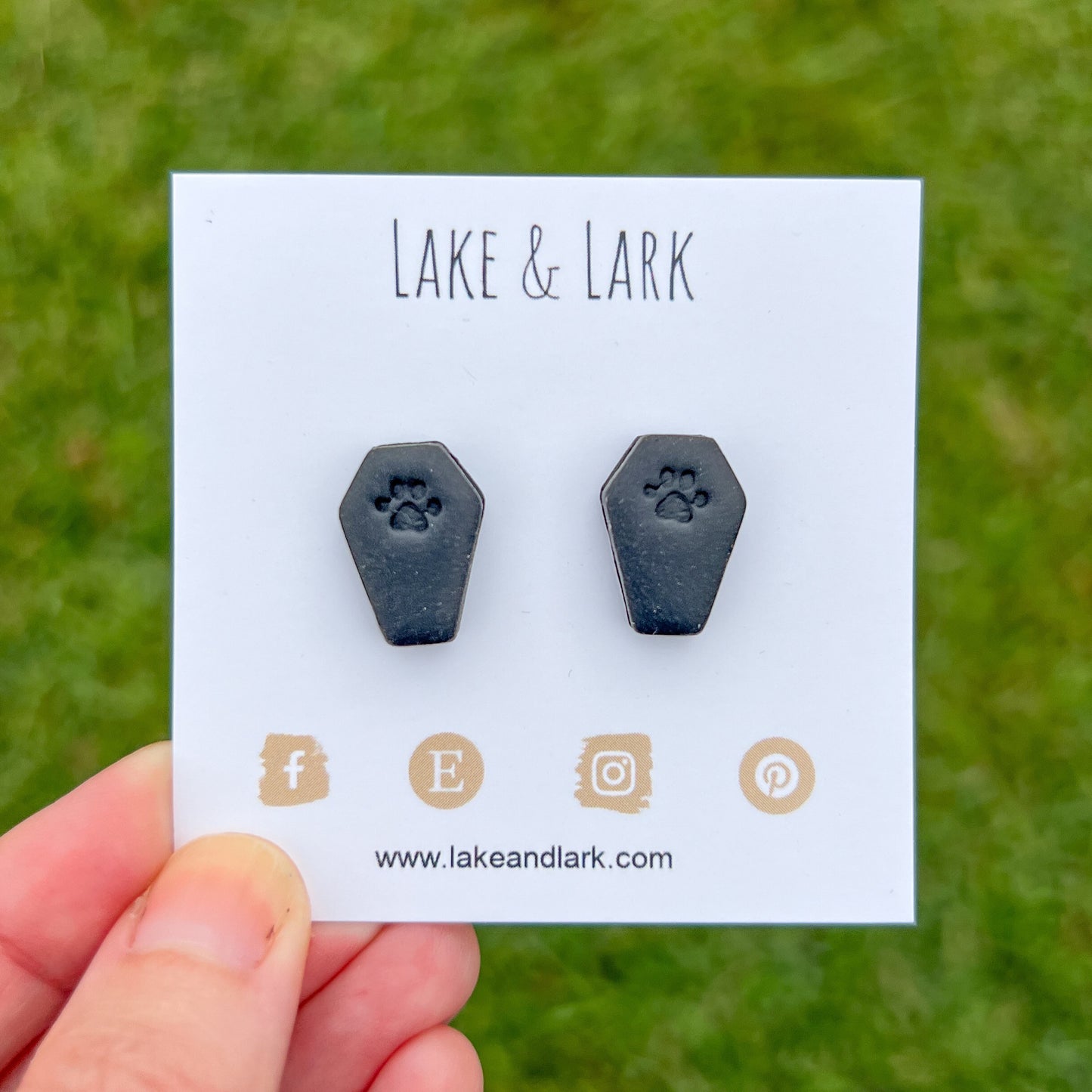 Paw Print Pet Coffin Halloween Stud Earrings for Dog and Cat Moms
