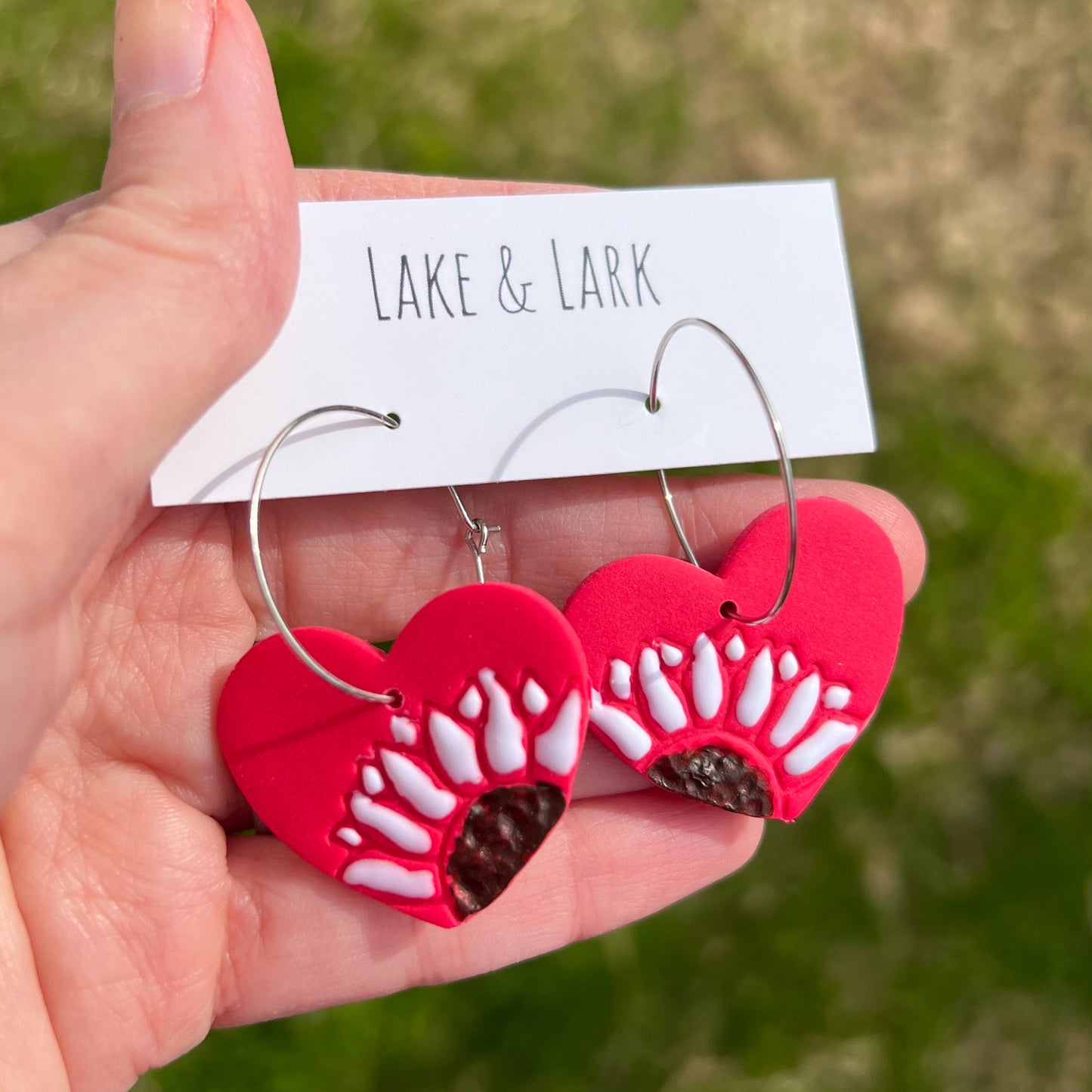 floral heart hoop earrings