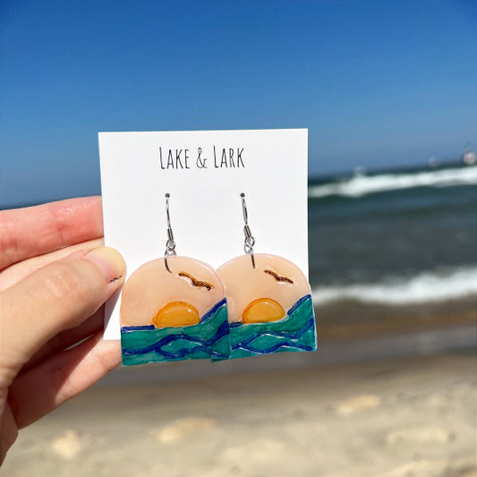 Painted Beach Sunset Earrings lake lark