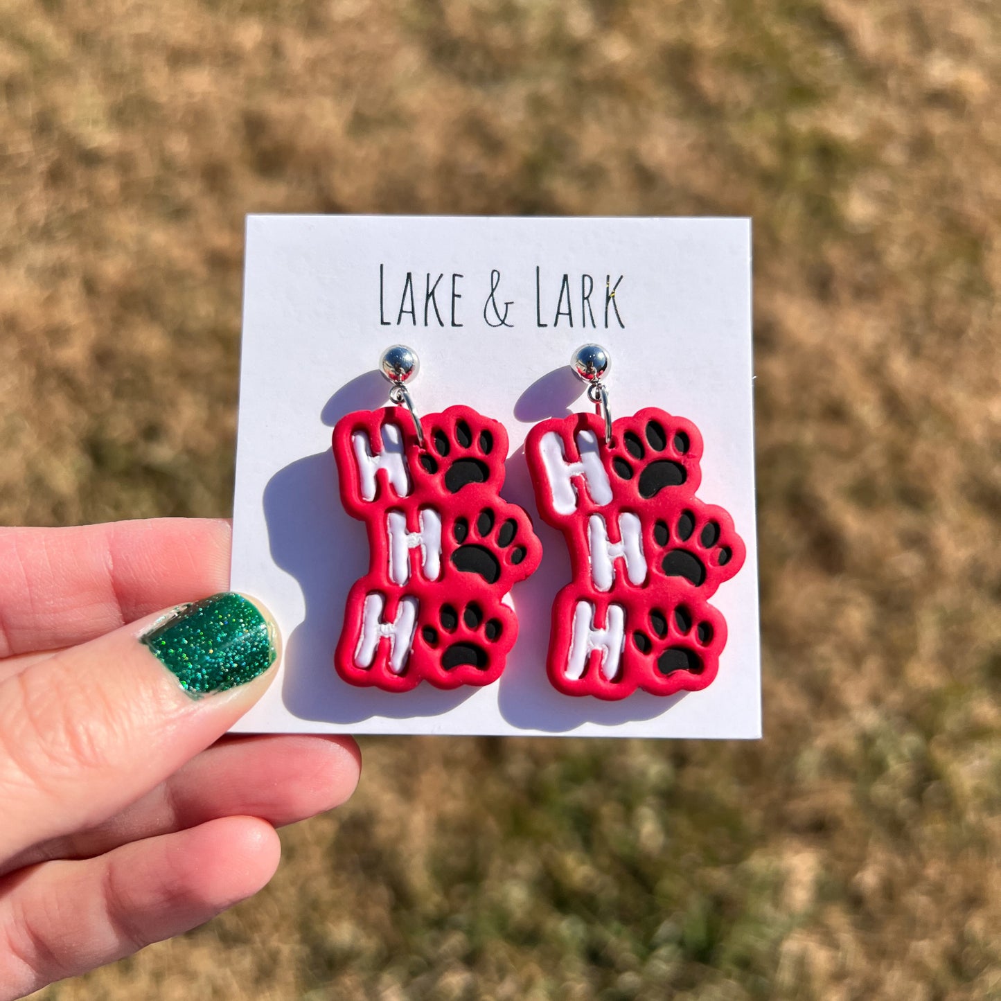 Santa Paws Ho Ho Ho Christmas Earrings | Handmade Dog & Cat Lover Holiday Jewelry
