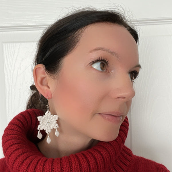 clay snowflake statement earrings lake lark