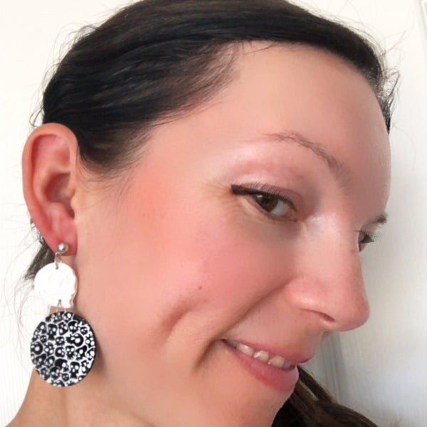 clay skull halloween statement earrings