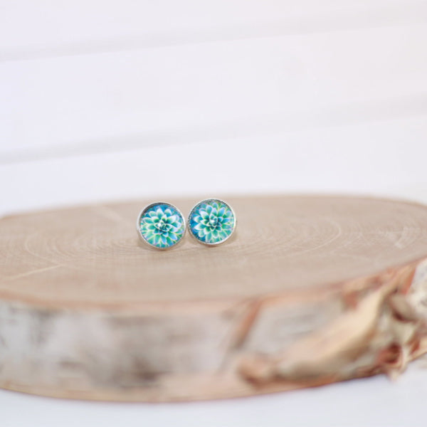 Succulent Cabochon stud earrings