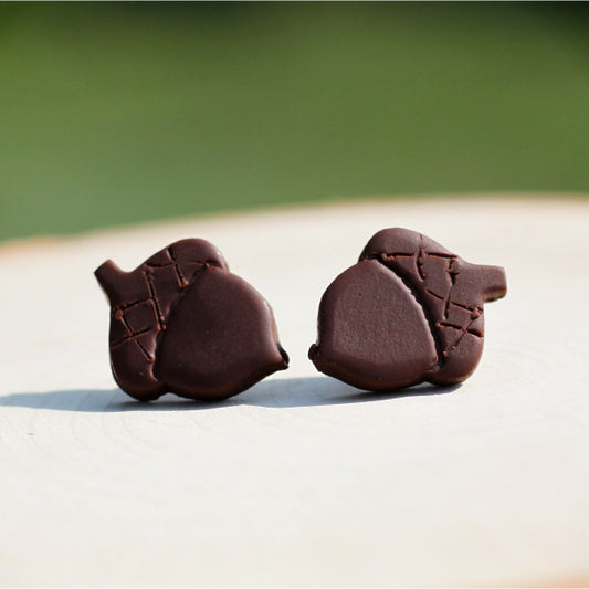 clay acorn autumn earrings