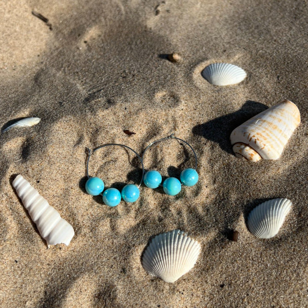 turquoise beaded hoop earrings