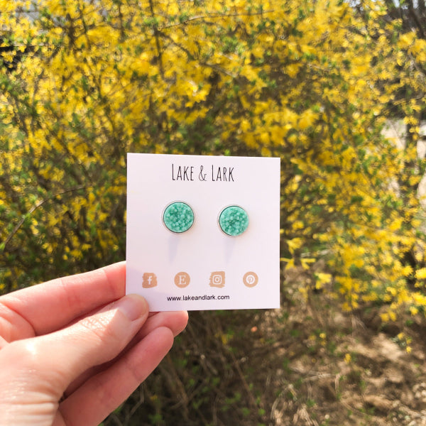 mint stud earrings