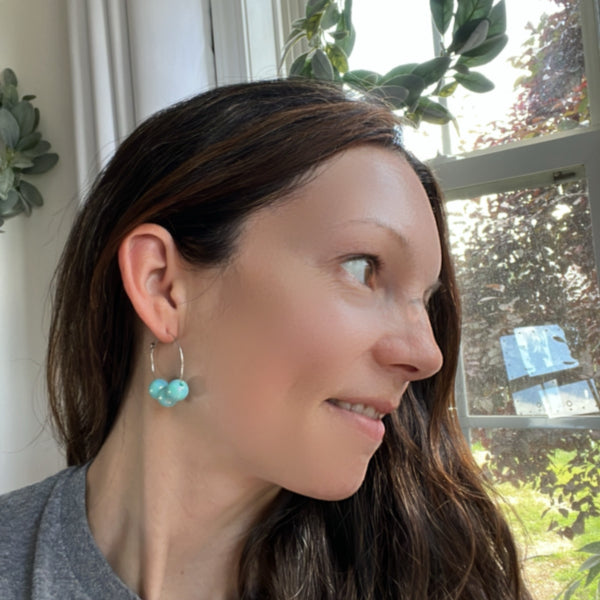 aqua bubble hoop earrings