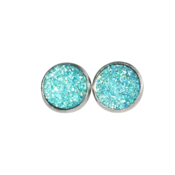 turquoise druzy stud earrings