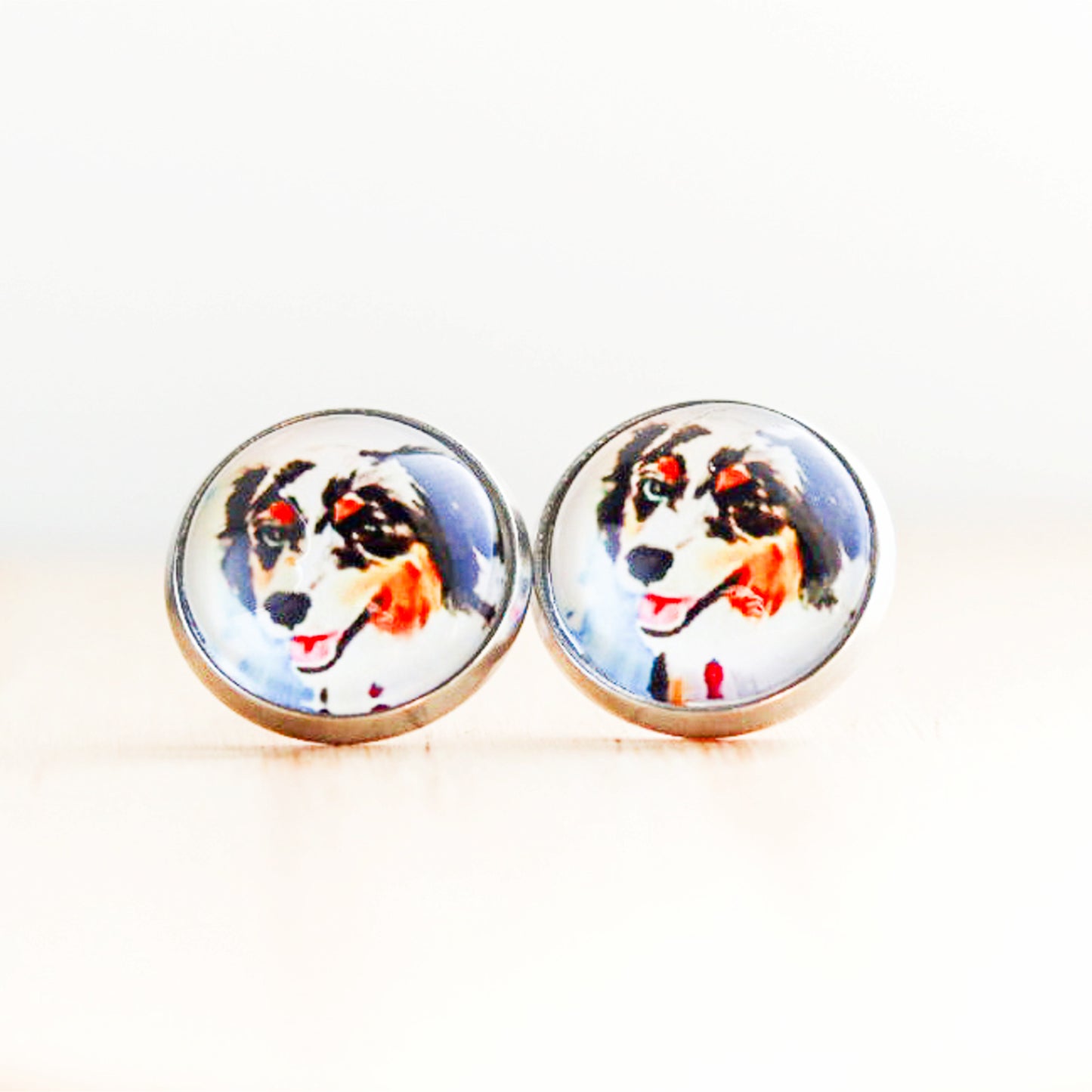 australian shepherd dog stud earrings aussie dog mom gift