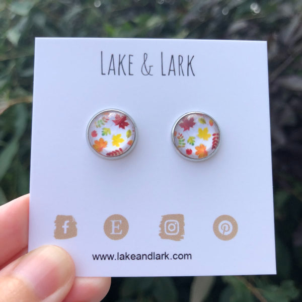 autumn leaf stud earrings lake lark