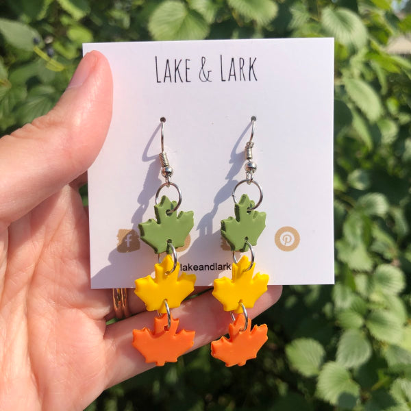 autumn leaves clay earrings lake lark