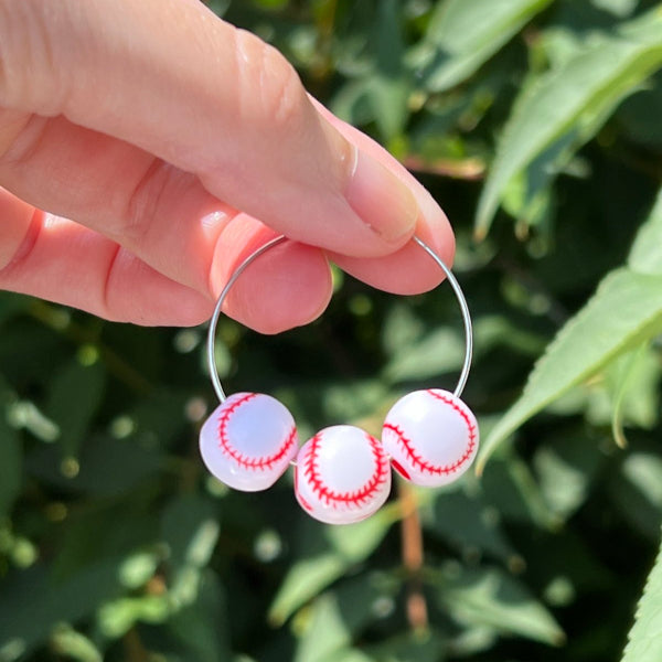 baseball bead hoop earrings