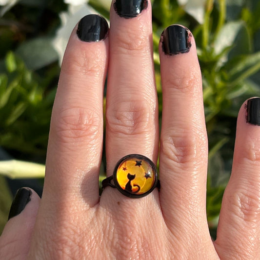 halloween black cat ring