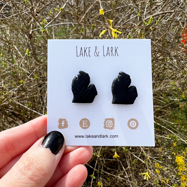 black clay michigan stud earrings lake lark