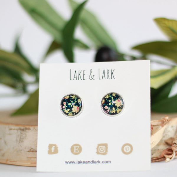 autumn floral stud earrings