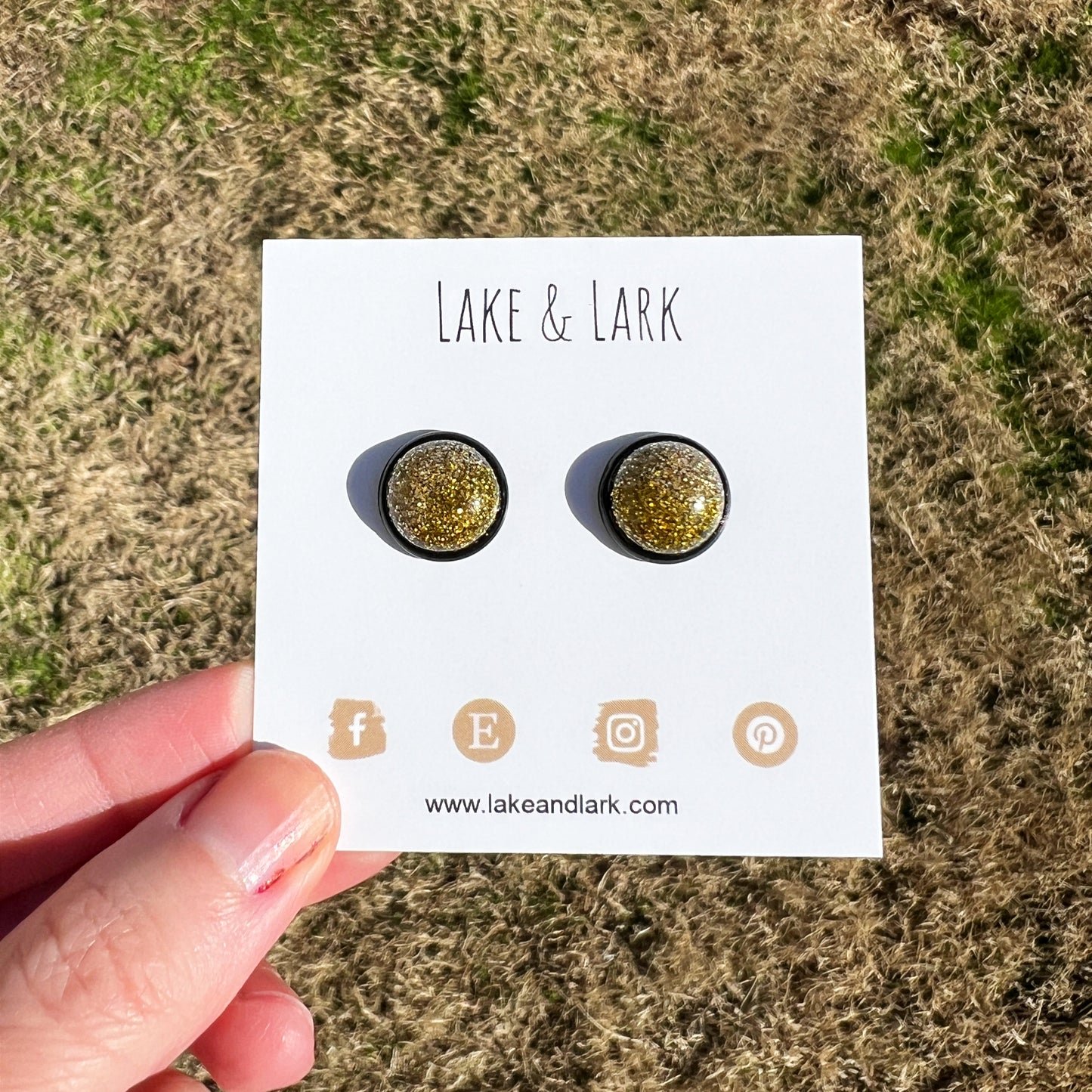 black gold glitter stud earrings for new years