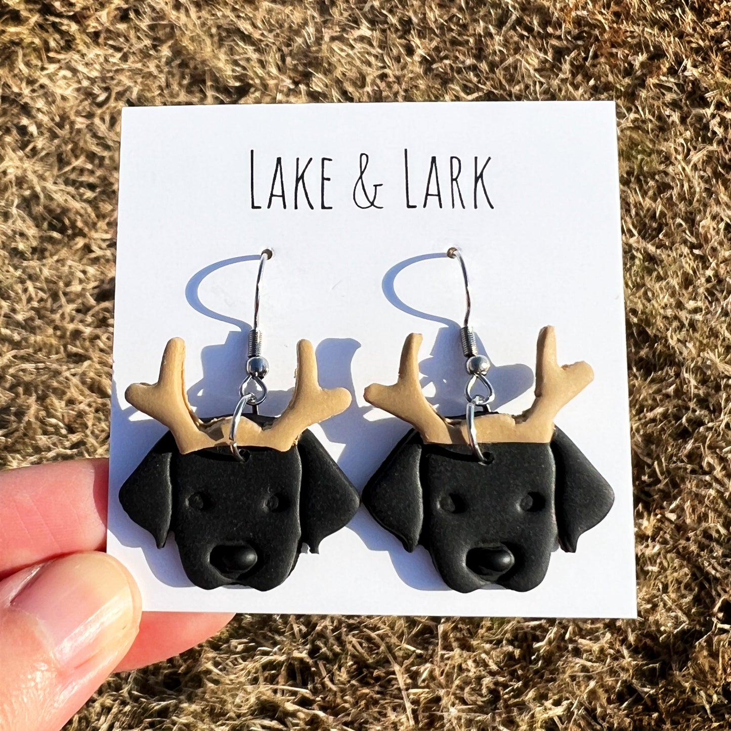 reindeer dog christmas earrings