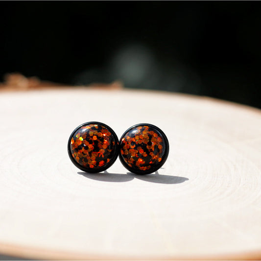 black orange glitter halloween earrings