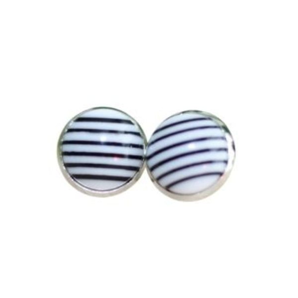 white black stripe stud earrings