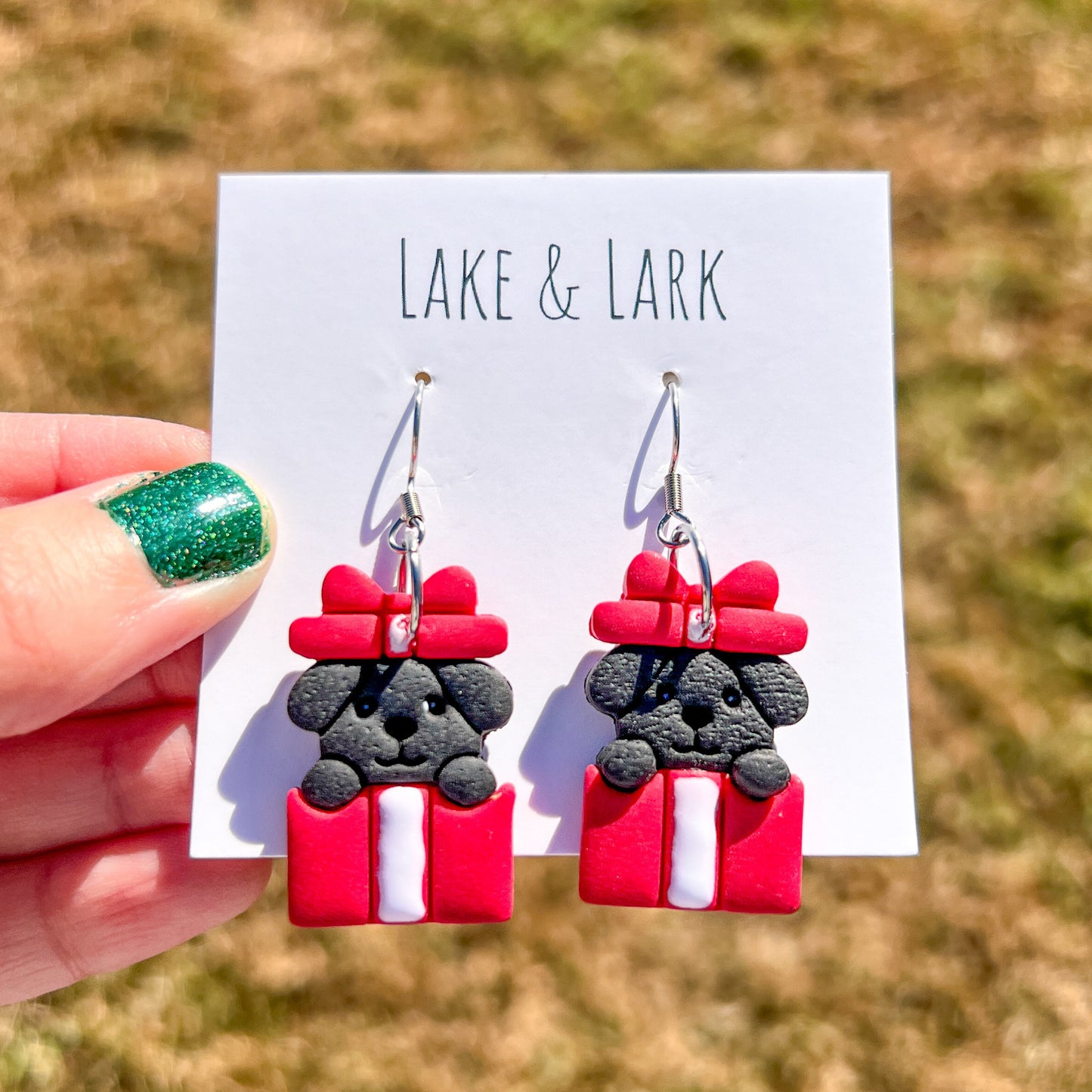 Puppy Dog Christmas Present Earrings