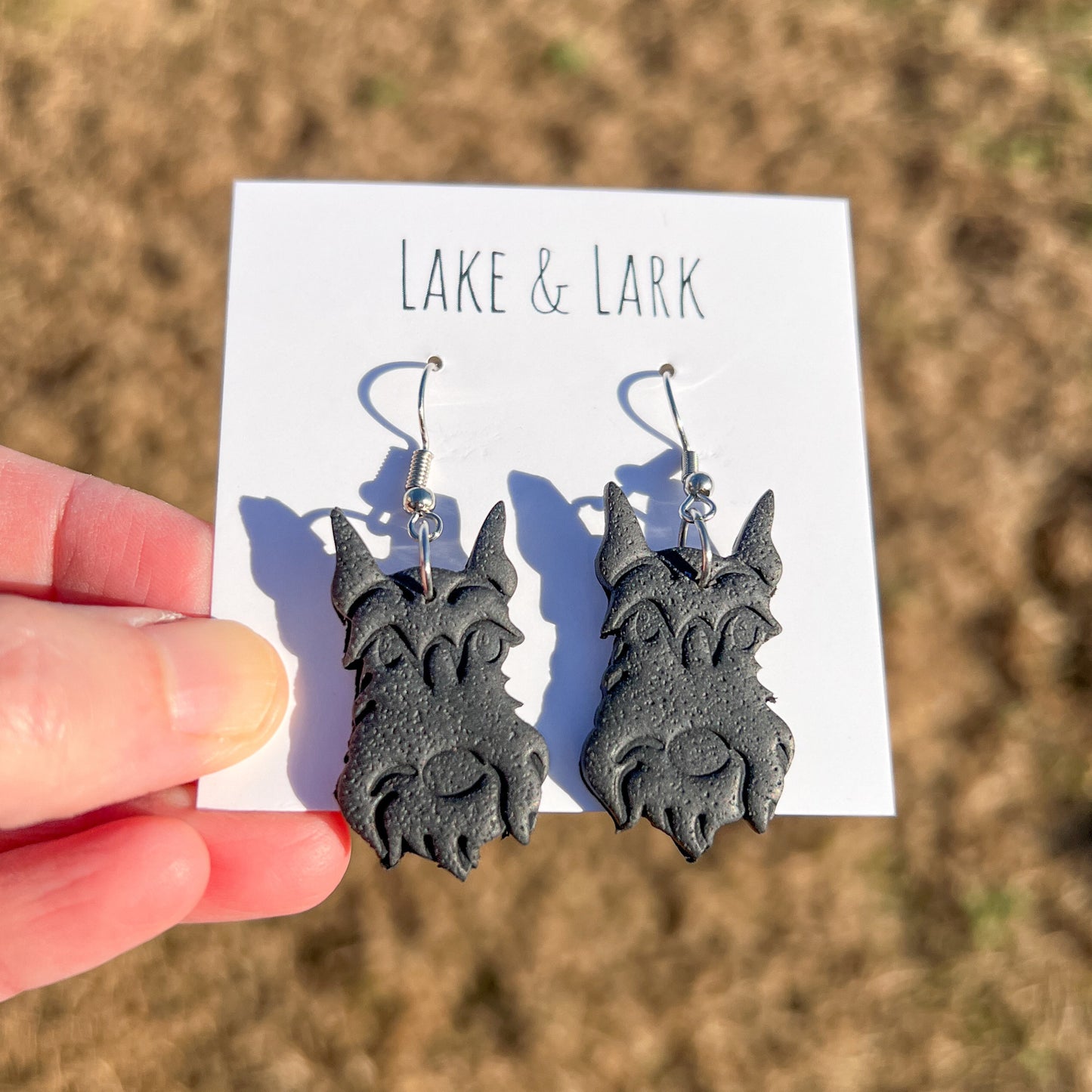Schnauzer Dog Clay Earrings