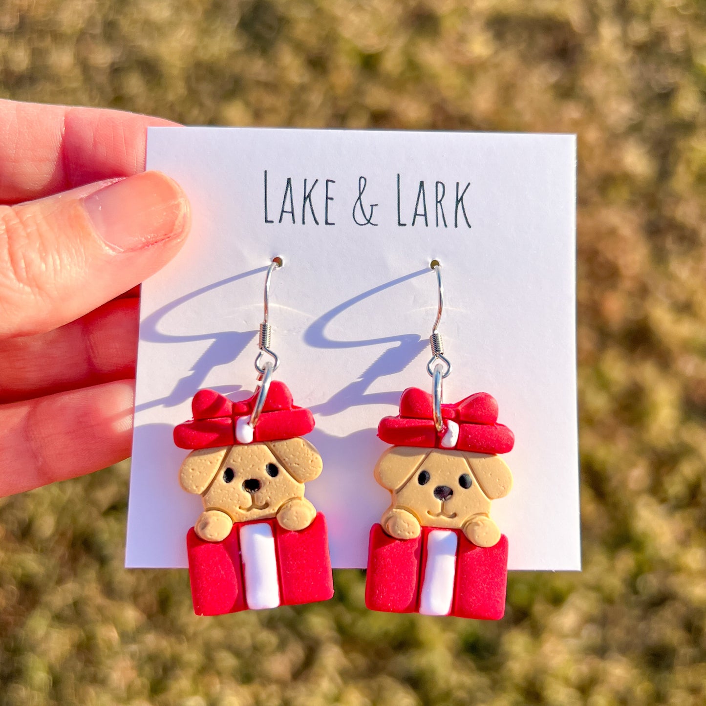 Puppy Dog Christmas Present Earrings