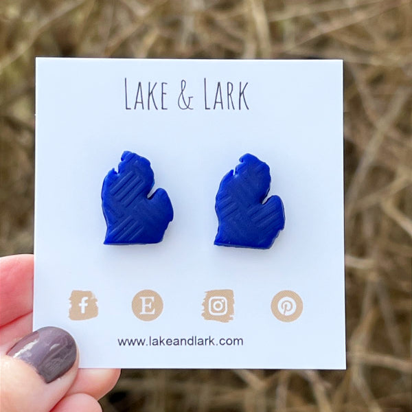 cobalt blue michigan stud earrings