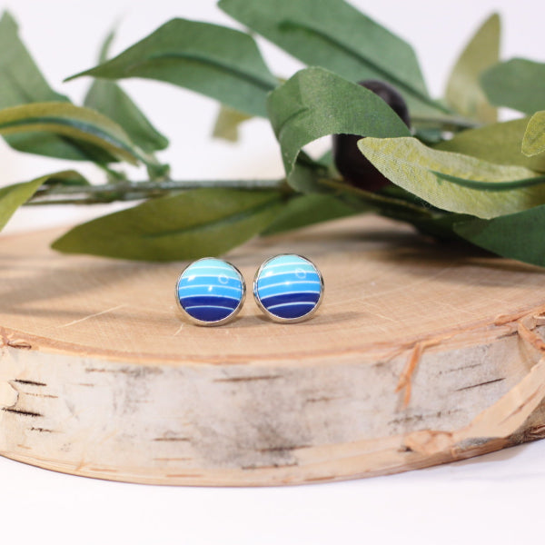 blue stripe stud earrings