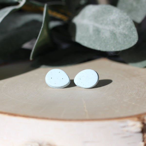 blue speckled easter egg stud earrings lake lark