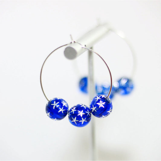 patriotic usa blue star hoop earrings