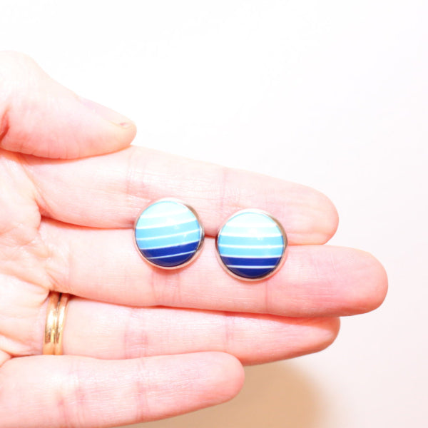 blue ombre stud earrings