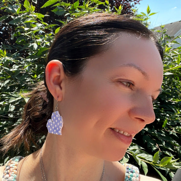 blue white michigan clay earrings lake lark