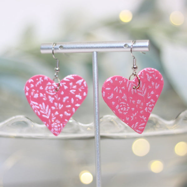 blush pink heart valentine statement earrings lake and lark