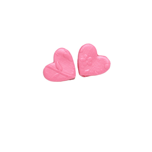 clay pink heart stud earrings