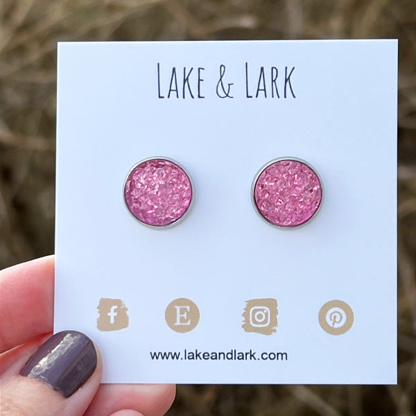 blushing pink druzy stud earrings lake lark (1)