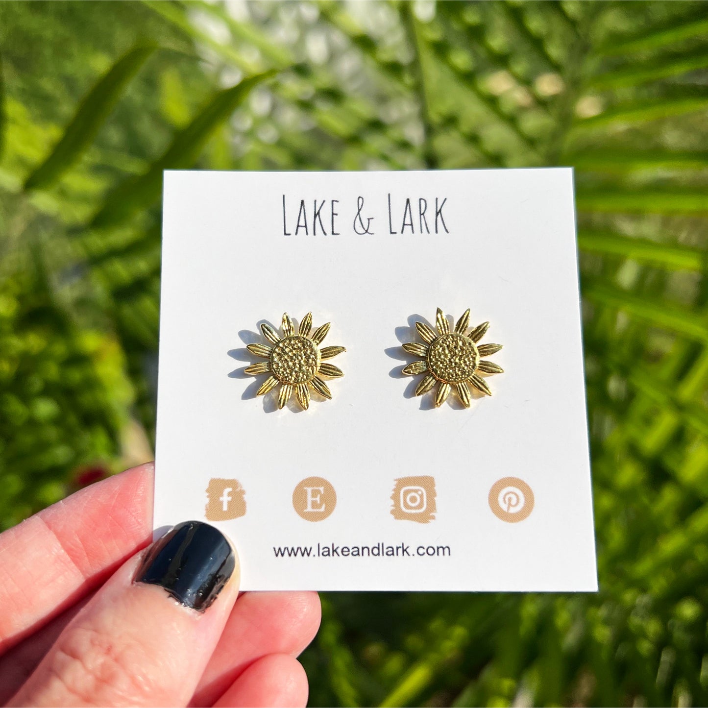 gold sunflower stud earrings