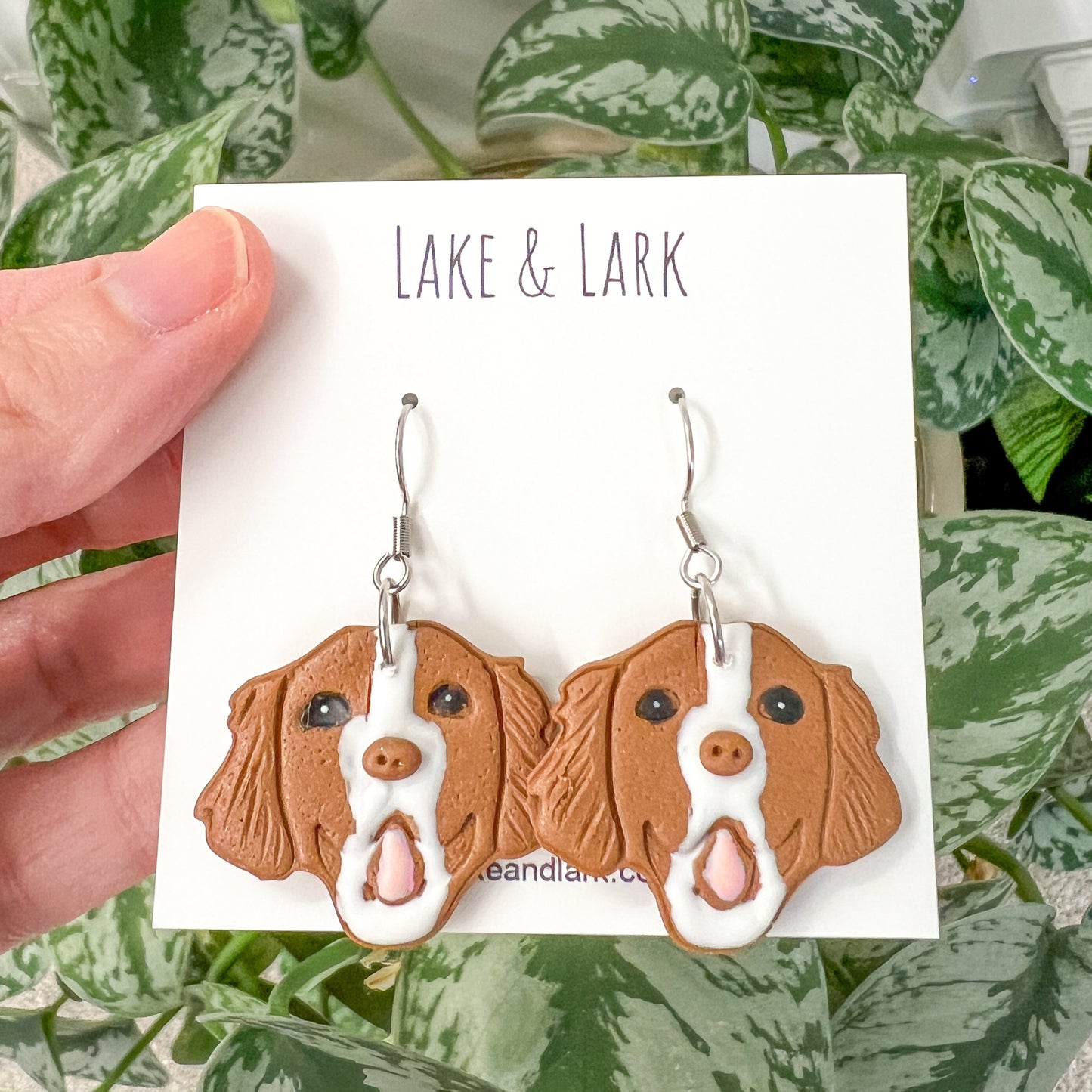 Brittany Spaniel Dog Earrings – Handmade Polymer Clay Jewelry for Dog Lovers