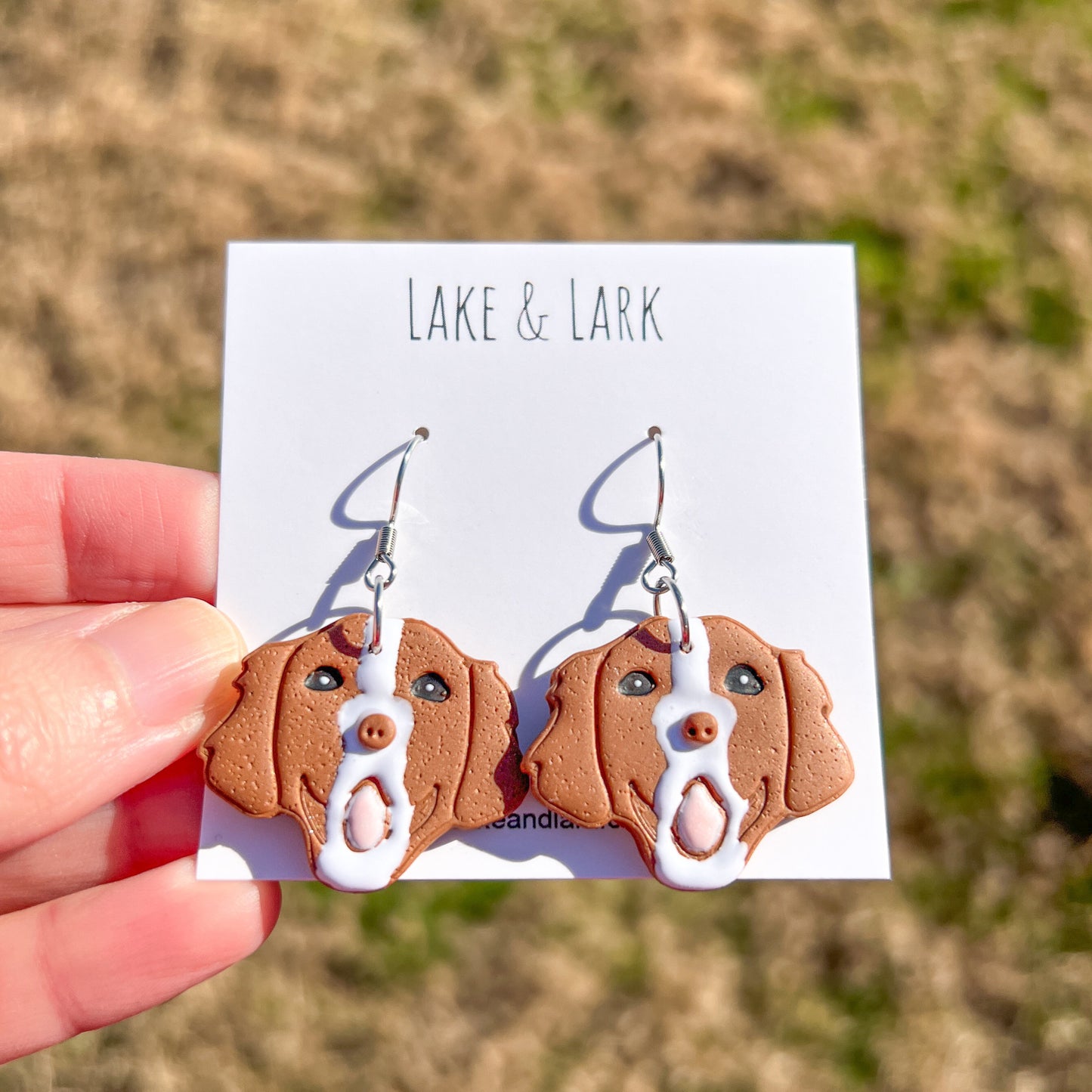 Brittany Spaniel Dog Earrings – Handmade Polymer Clay Jewelry for Dog Lovers