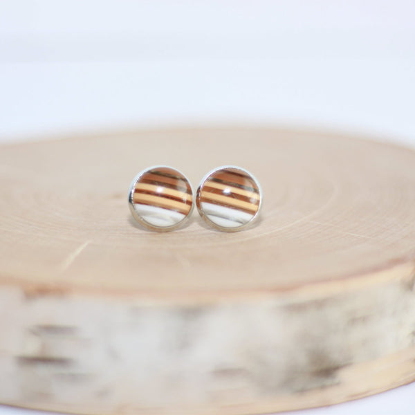 tan striped fall stud earrings