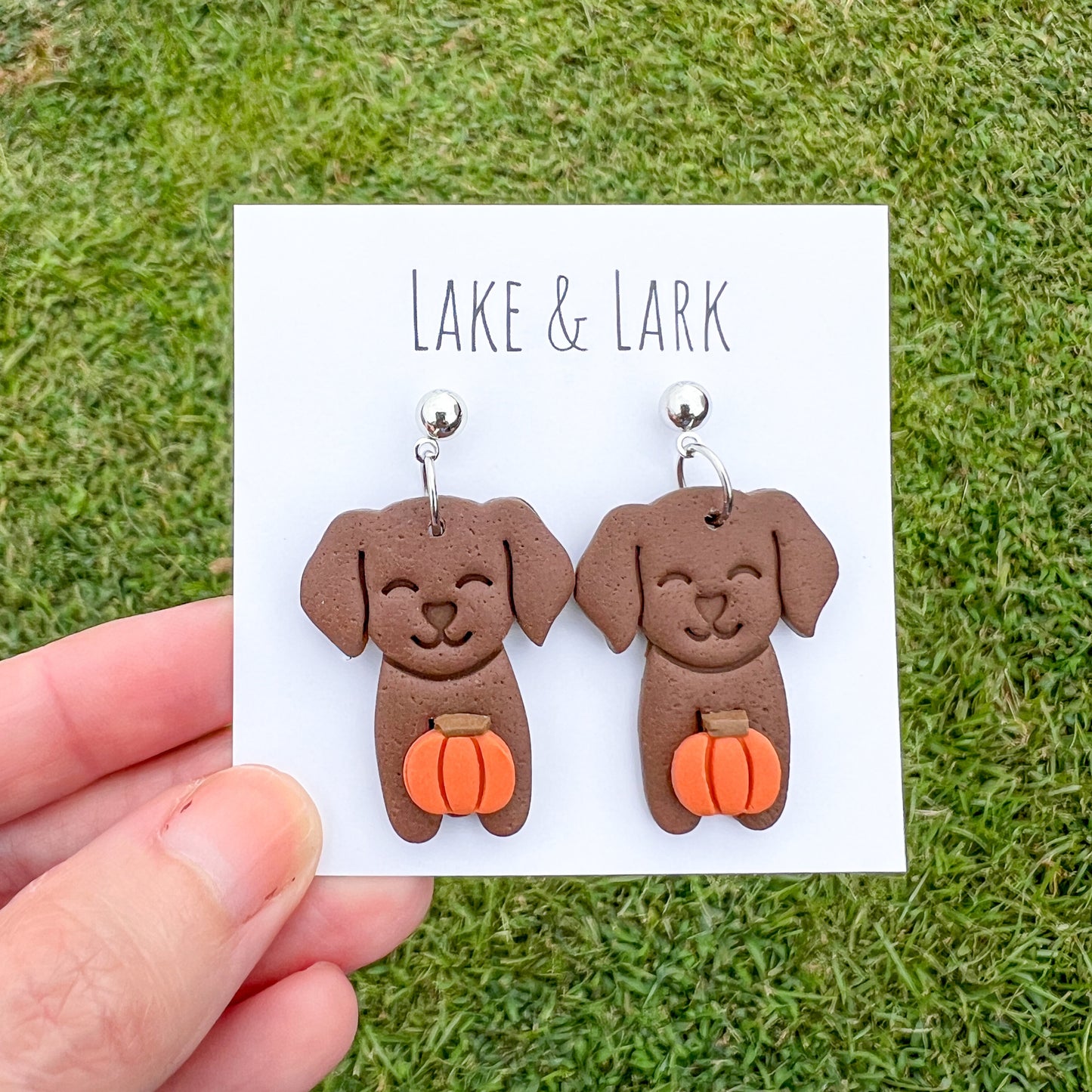 Dog Pumpkin Fall Earrings | Handmade Dog Mom Clay Jewelry
