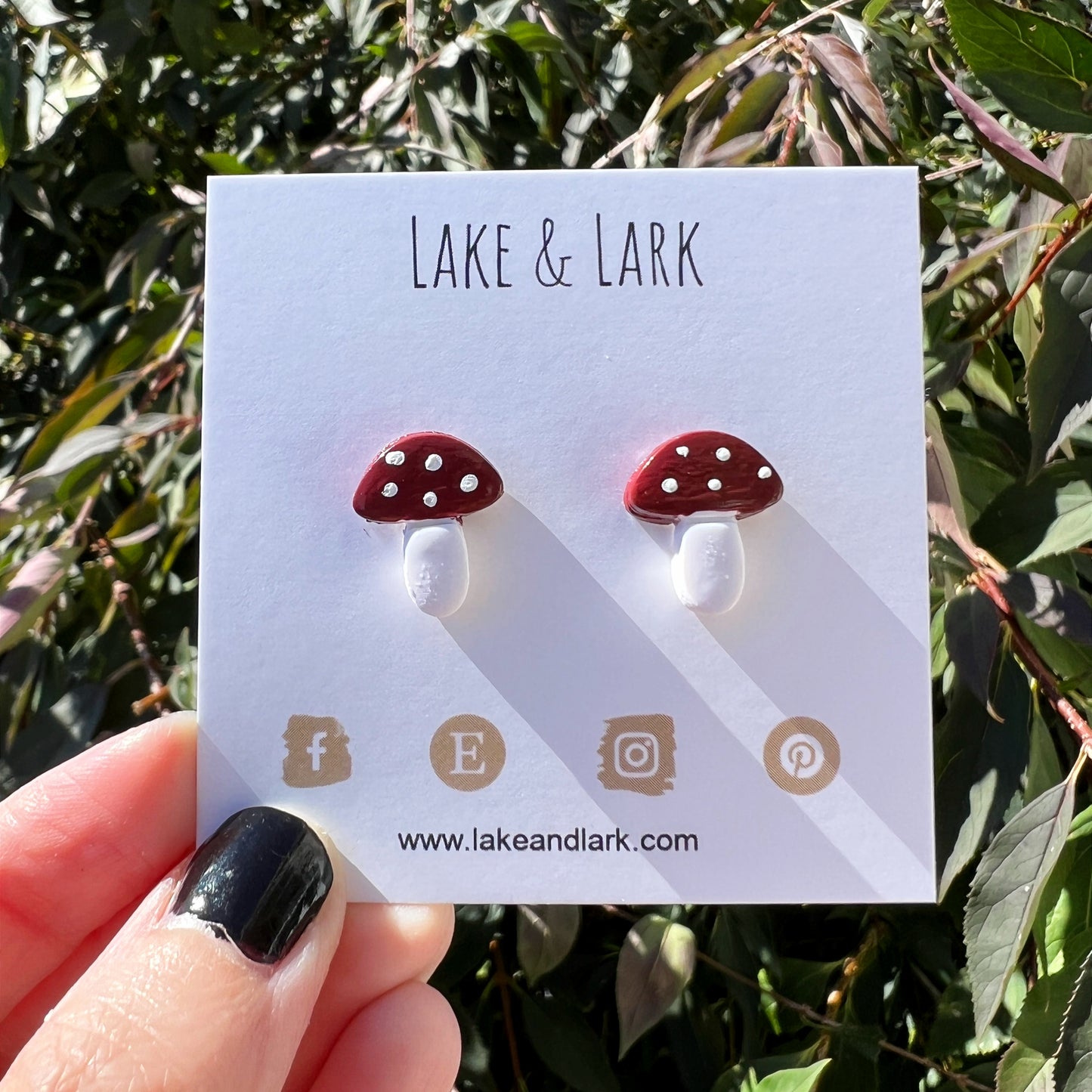 burgundy mushroom stud earrings lake lark