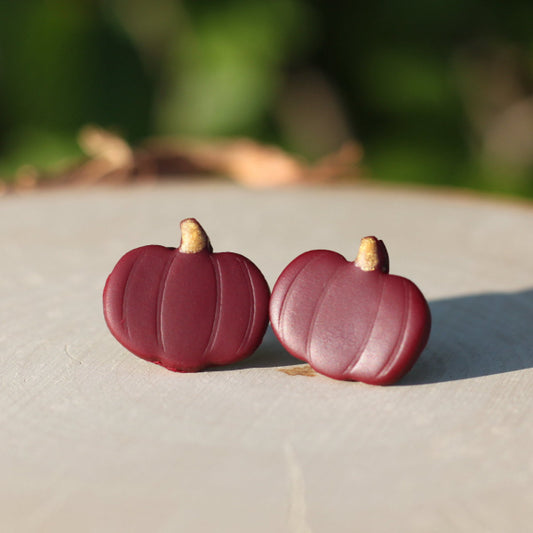 maroon fall pumpkin earrings