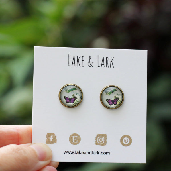 butterfly dragonfly stud earrings lake lark